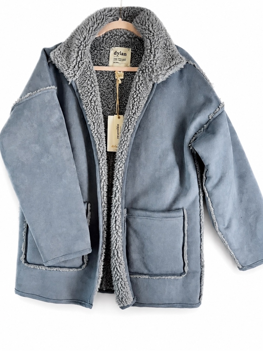 Anthropologie Dylan by True Grit Reversible Sherpa Faux Suede Coat L NWT